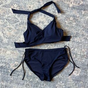 Athleta Bra Cup Halter Bikini Top Navy 34B/C